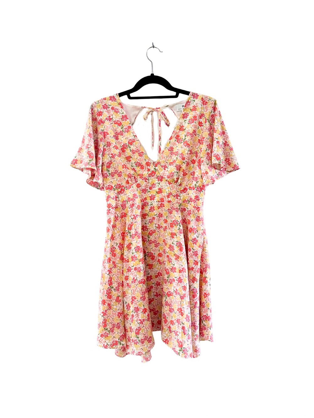 Socialite Floral flutter-sleeve open-back mini dress Size M